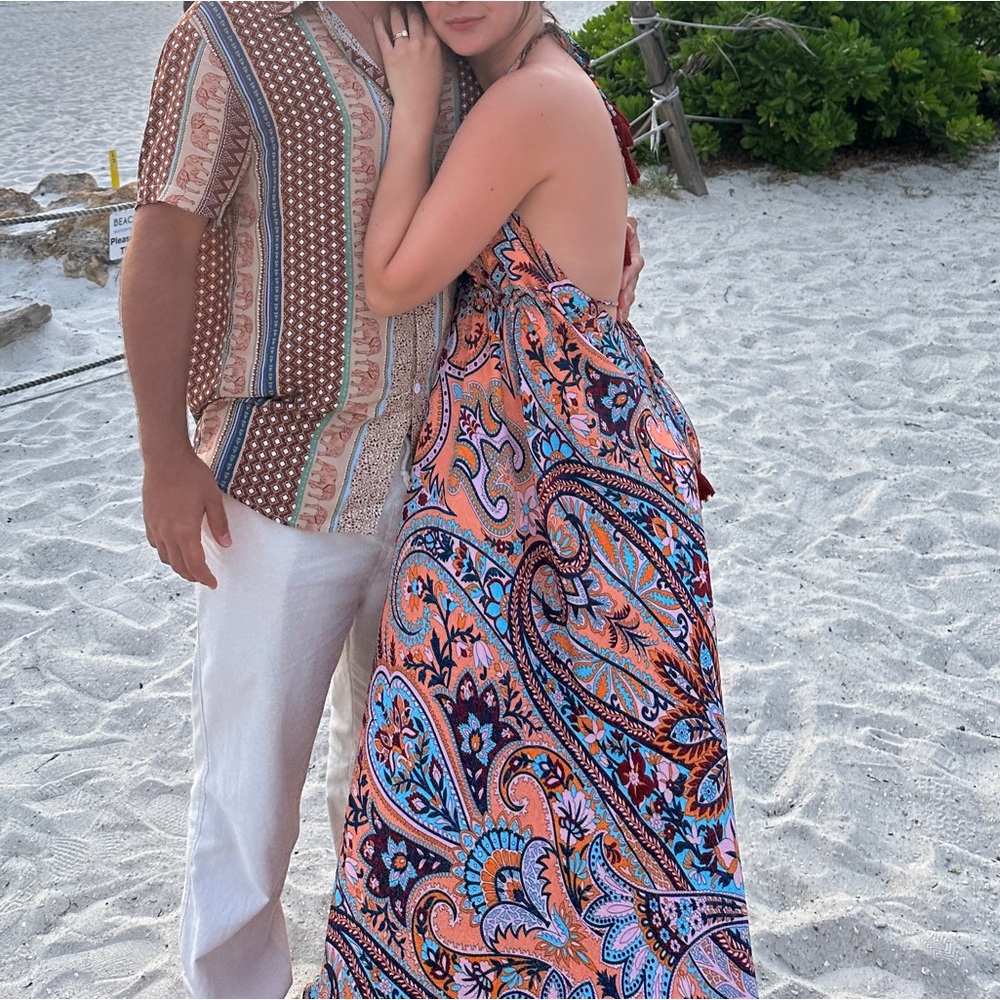 Boho Paisley Open Back Maxi Dress